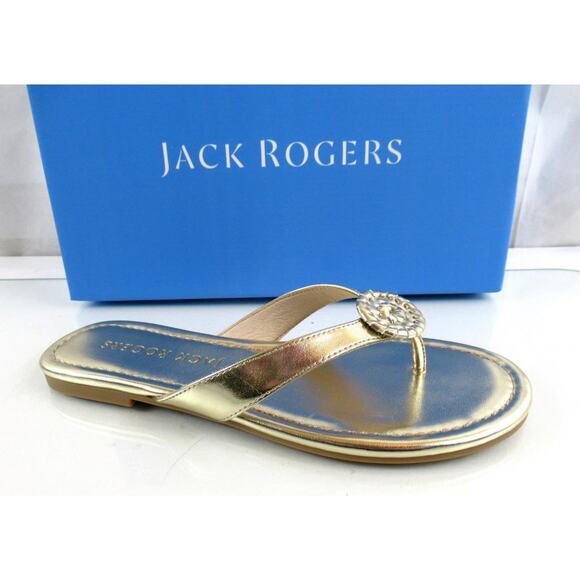 Jack Rogers Rowan Flip Flop Thong Toe Sandal Rondelle Ornament Platinum - Picture 1 of 6